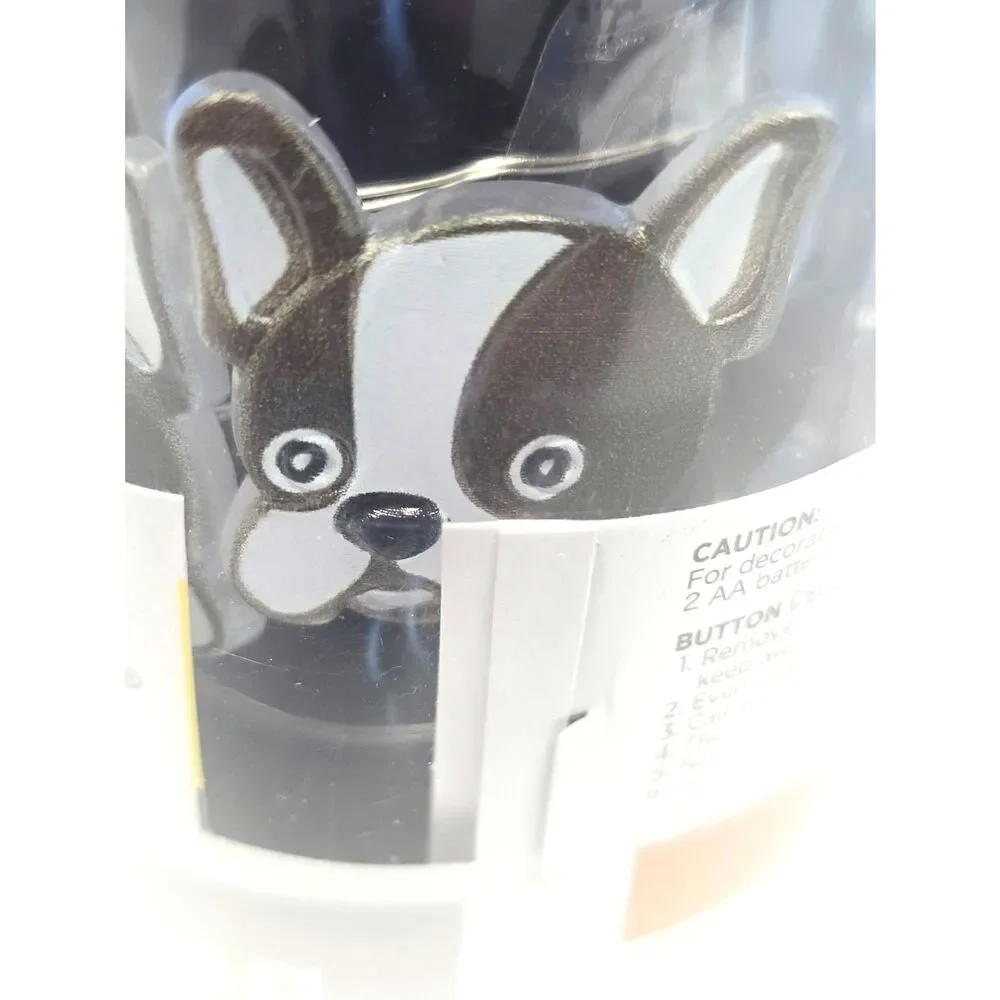True Living French Bulldog LED String Lights 10 Warm White Dog Fairy Lights NOS